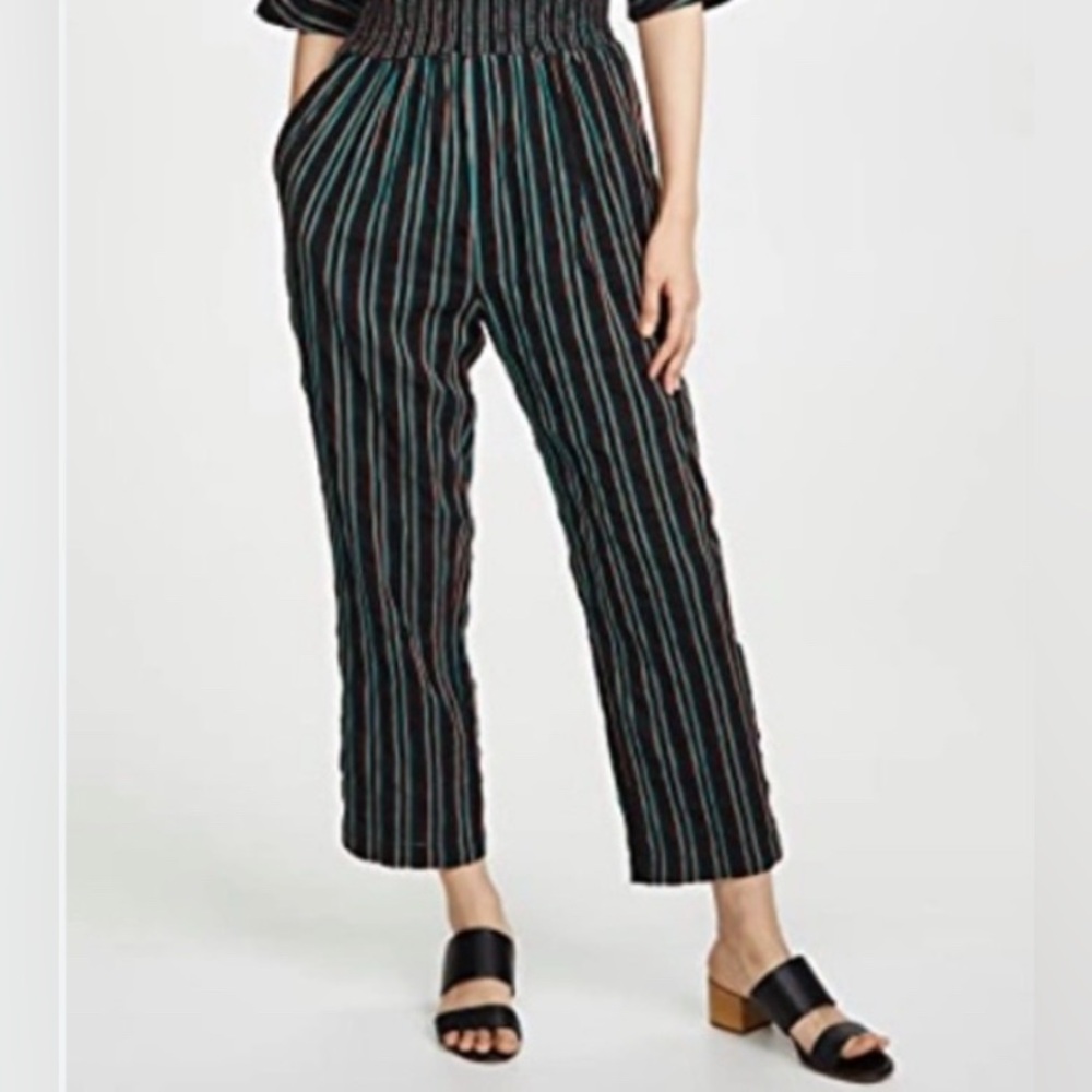 Ace & Jig Tapered Smocked Waist Pull On Cotton Pants in Skydive Stripe